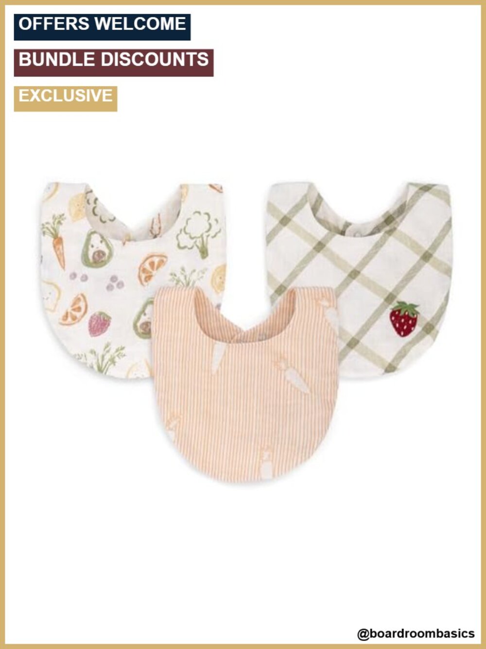 Baby Bib Set 100% Cotton Muslin Absorbent Drool Bibs